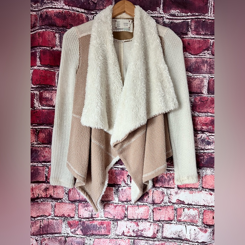 Anthropologie Saturday Sunday Sherpa Lined Waterfall Cardigan S